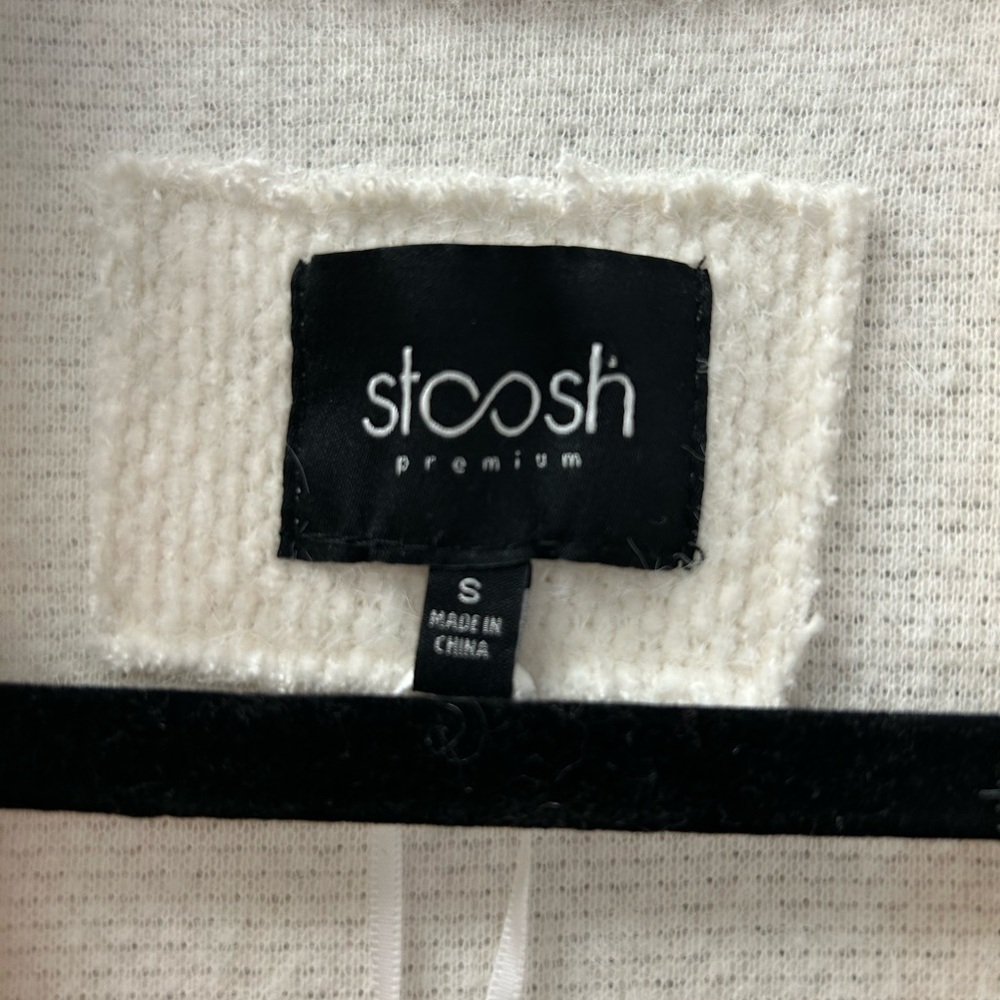 STOOSH / NWT/ Cream Long Coat with Black Trim / sold at Buckle/ S and XL - Picture 5 of 14